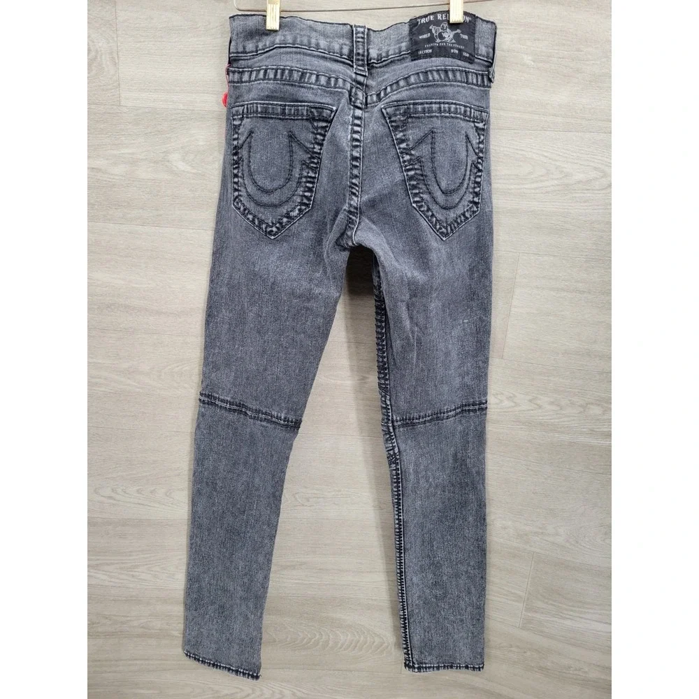 True Religion Geno Big T Jeans Men's 29 Black Marble Moto Ribbed Relaxed Slim